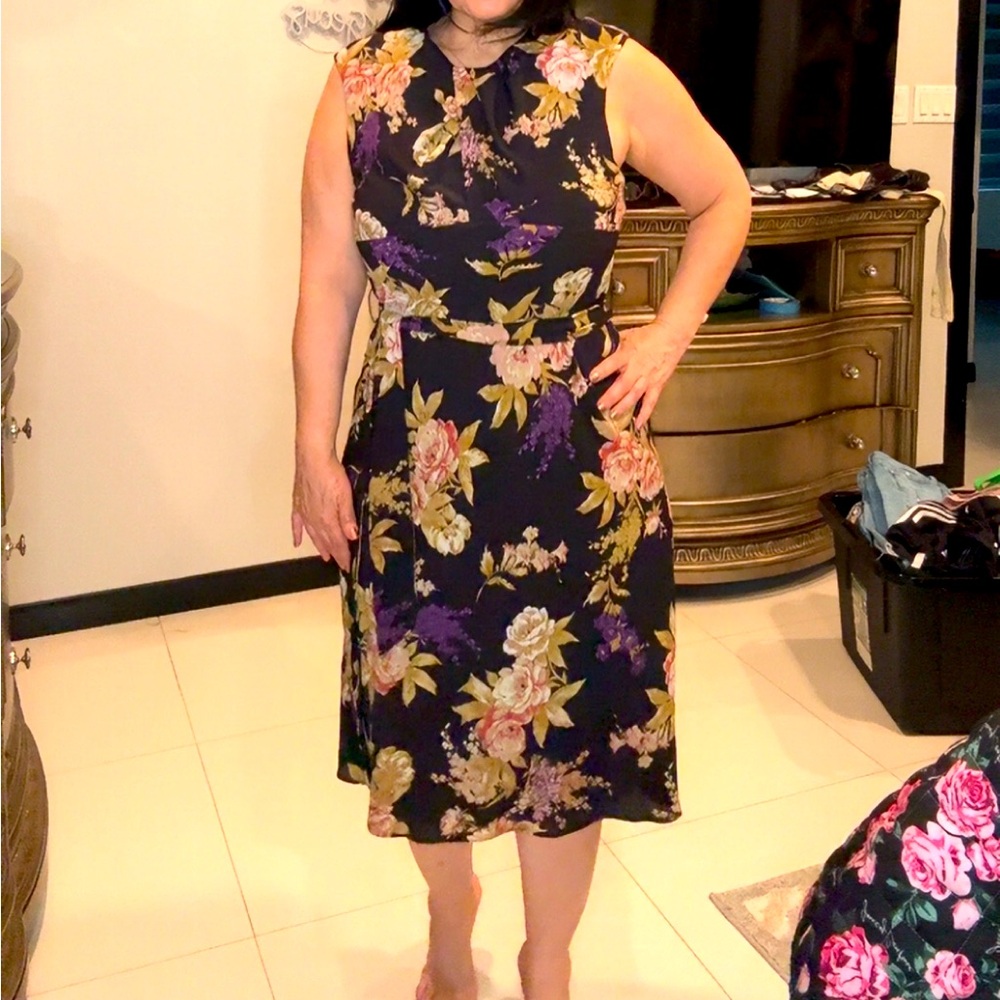 Ralph Lauren Blue Pink Sleeveless Wrap Maxi Dress